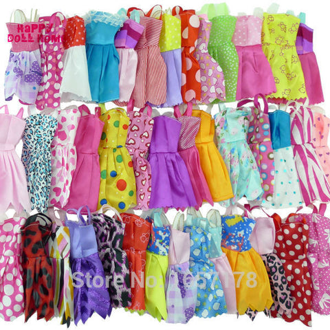 Random 12 Mix Sorts Beautiful Handmade Party Dress Fashion Clothes For Barbie Doll Kids Toys Gift Play House Dressing Up Costume