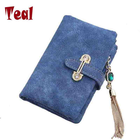 Wallet women card holder female wallet women luxury brand organizador women's purse clip Vintage Matte Hasp Suede pendant wallet