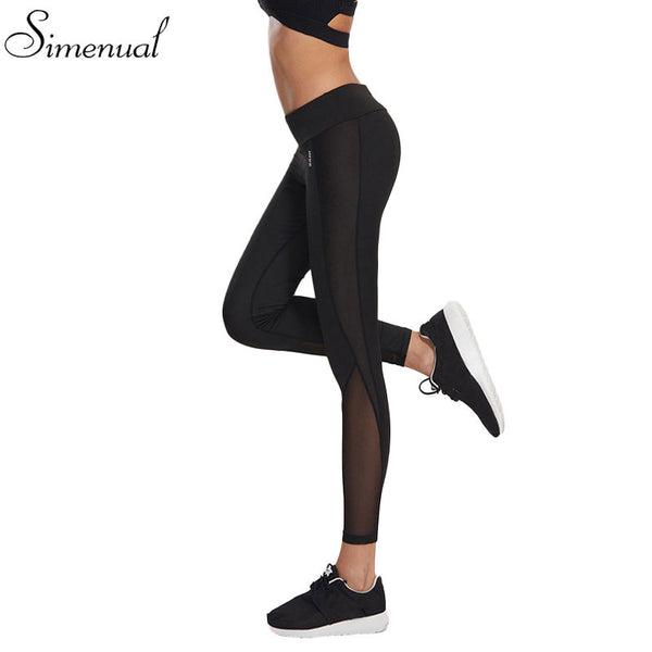 Mesh splice fitness leggings pants female clothing harajuku athleisure slim push up leggings women elastic black sexy jeggings