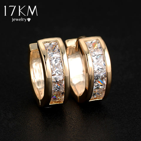 17KM High quality Gold Color Crystal Zircon Earrings big statement   Silver Color earring jewelry for women