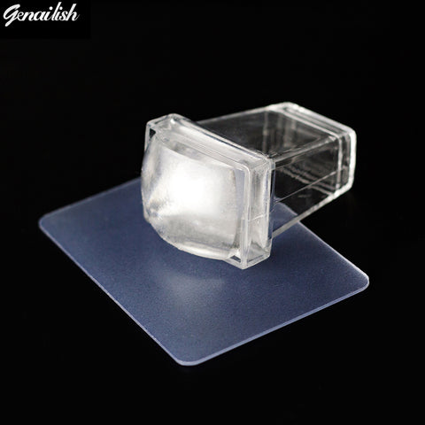 NT20-Nail Art Stamper Clear Jelly Silicone Stamper Plastic Plate Scraper Transparent Nail Stamp Transfer Nail Art Tools