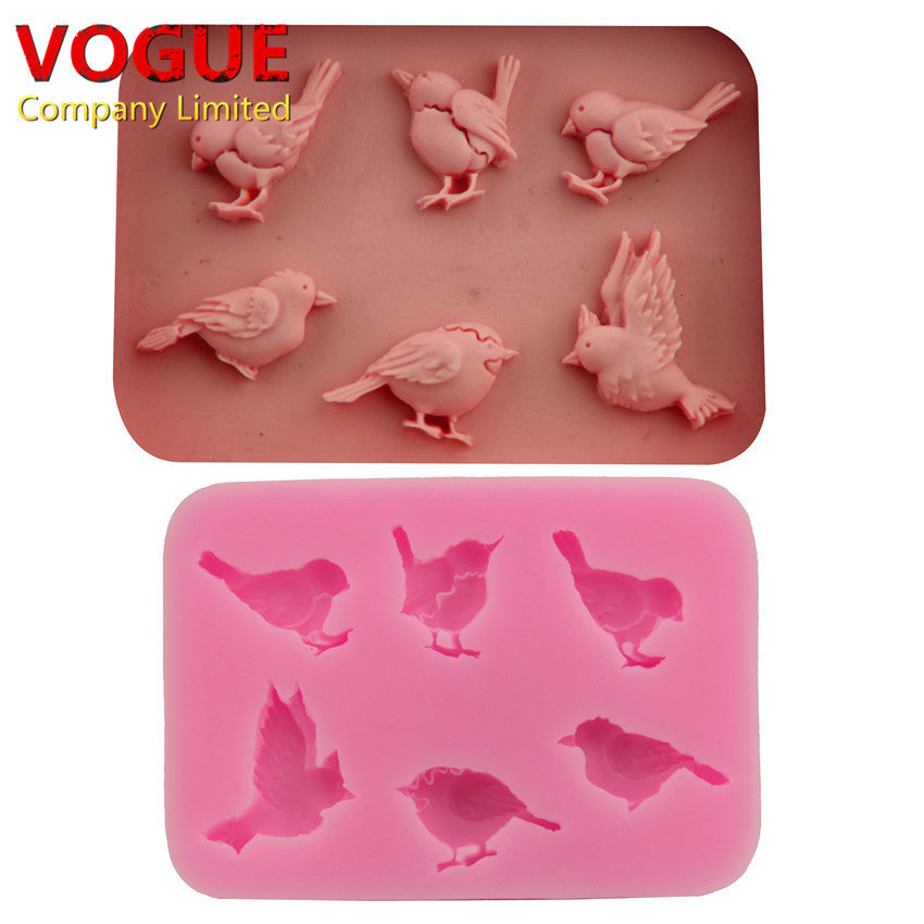 6-Hole DIY Various Birds Molds Fondant Chocolate Silicone Mold Candy Moulds Food-Grade Bakeware Pastry Tool SGS N1749