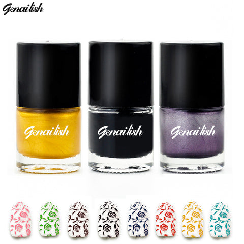 genailish Nail Polish & Stamp Polish 24 Colors Stamping Lacquer Varnish for Nail Art Tools-GC