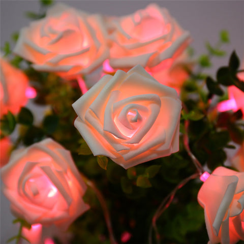 9 Colors Fashion Holiday Lighting 20 LED Novelty Rose Flower Fairy String Lights Wedding Garden Party Valentine's Day Decoration