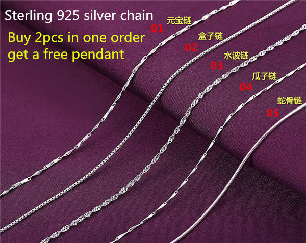 Free shipping! Ladies Sterling Silver 925 Chain mental necklace women girl gift Jewelry.Buy 2pcs send a free pendant