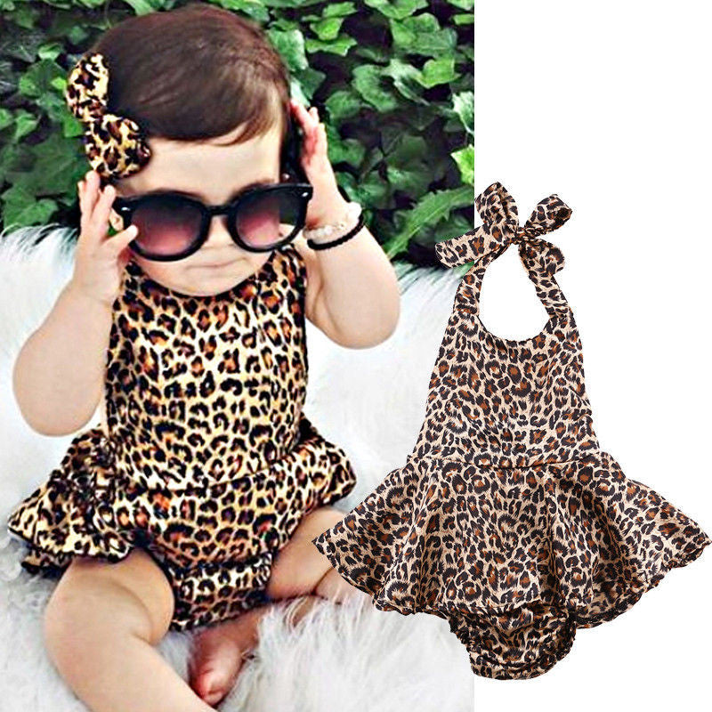 Newborn Baby Girl Boy Clothes Leapord Bodysuit Dress Ruffles Jumpsuit Outfits One pieces Summer Clothing 0-24M