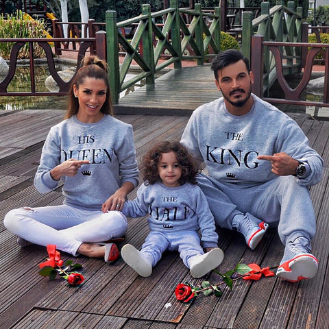 BKLD KING Queen Crown Letters Printed Couple Long Sleeve Tracksuits Fashion Autumn Casual Men/Women/Child Hoodies Sweatshirt