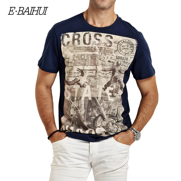 E-BAIHUI brand Summer style Men Cotton Clothing T-shirtS casual T-Shirt Fitness tops Tees Skateboard Moleton men's t-shirts Y032