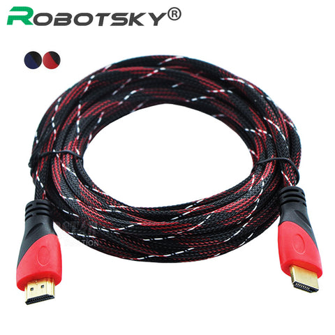 High Speed HDMI Cable Gold Plated Connection HDMI to HDMI cable with Red, black and white mesh 1080P,1m,1.5m,1.8m,3m,5m,10m