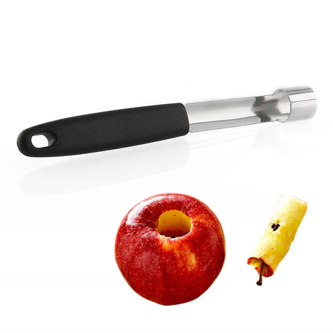 BornIsKing Apple Corer Stainless Steel Pear Fruit Vegetable Core Seed Remover Cutter Kitchen Gadgets Tools (Black+Silver)