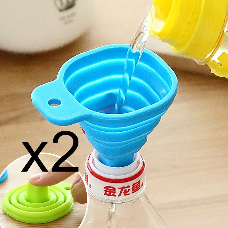 2Pcs/lots Silicone Gel Foldable Collapsible Style Funnel Hopper Kitchen cozinha cooking tools Accessories gadgets outdoor