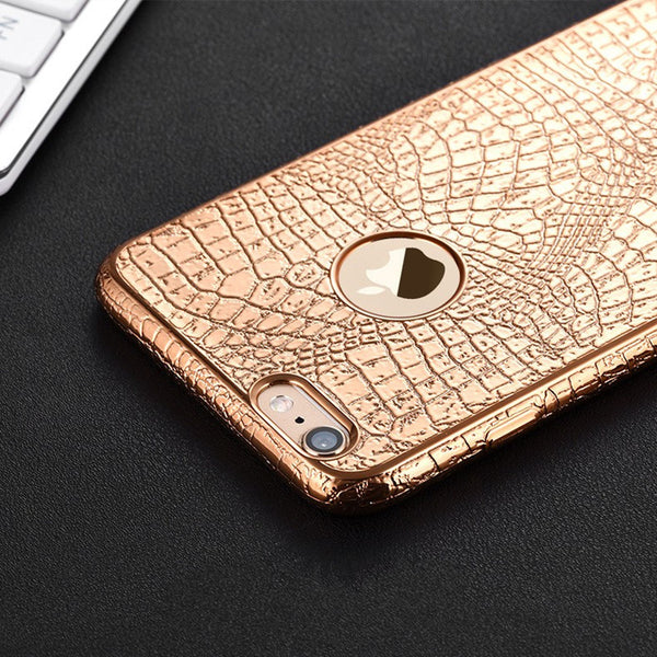 New Luxury Crocodile Snake Print Plating Case For iPhone 7 6 6s 4.7" Plus 5 5S SE Ultra Thin TPU Soft Silicone phone Back Cover