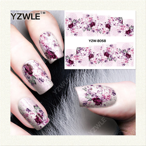 YZWLE 1 Sheet DIY Nails Art Deals Water Transfer Printing Stickers Accessories For Manicure Salon YZW-8058
