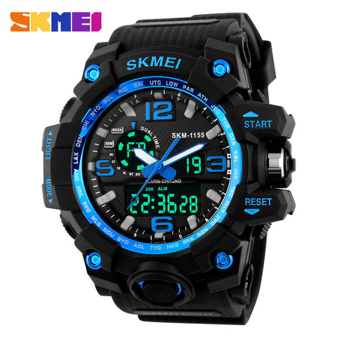 SKMEI Large Dial Shock Outdoor Sports Watches Men Digital LED 50M Waterproof Military Army Watch Alarm Chrono Wristwatches 1155