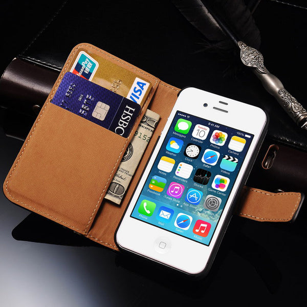 4S Flip Wallet Leather Cover Case for iPhone 4S 4 Luxury Stand Mobile Phone Bag for iphone 4 4S Case Cover Coque