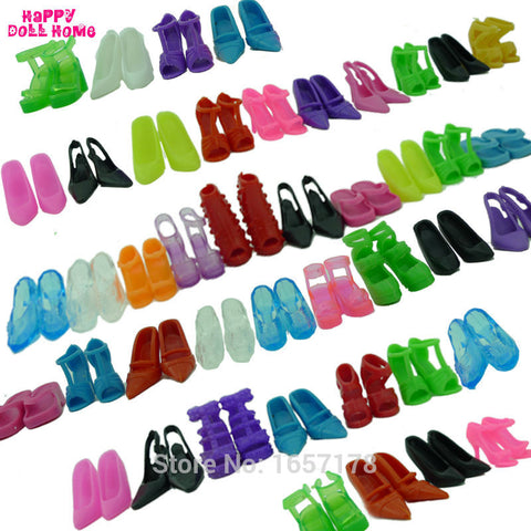 12 Pairs Mixed Fashion Colorful High Heels Sandals Accessories For Barbie Doll Shoes Clothes Dress Prop Girl Baby Best Gift Toys
