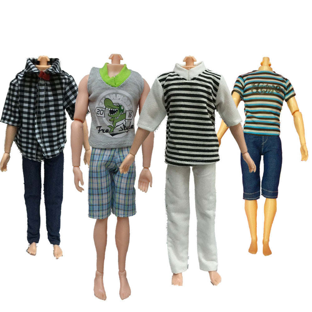 Beautiful 4 Set Casual Suits Clothes Tops Pants For Barbie Boy Friend Ken Dolls