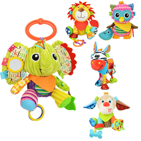 Animal Baby Bell Hand Grasp Educational Toys  Infant Rattle Bell Mobility On The Crib Bed Hanging Toy Plush Teether Dolls
