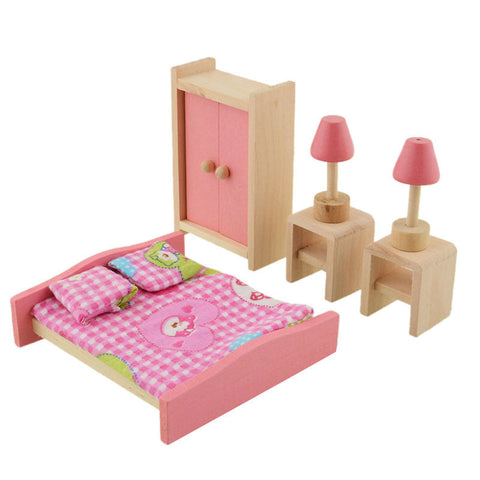 New Baby toys Kids Play Pretend Toy Design Wooden Doll Bathroom Furniture Dollhouse Miniature toy Children gifts