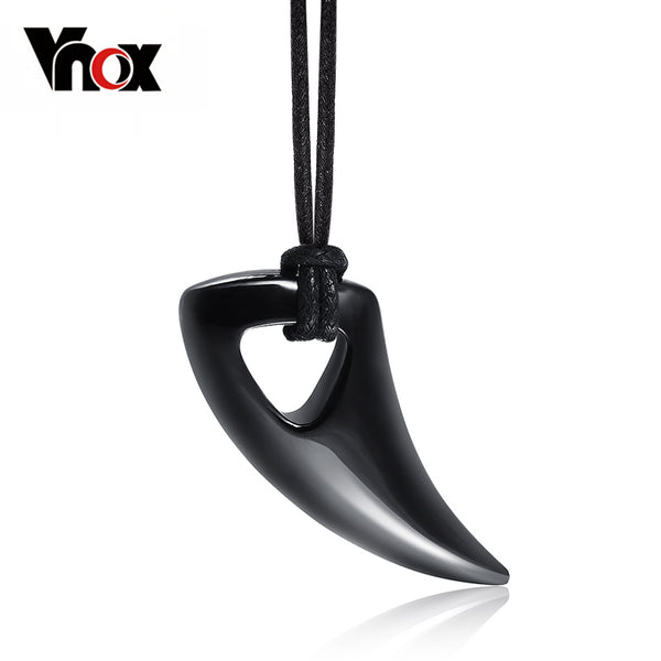 Vnox Fashion Black Stainless Steel Necklace Bull Horn Design Man Jewelry Punk Biker Men's Pendants Necklaces