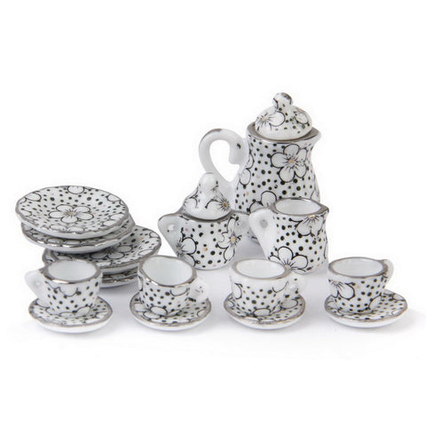 Hot 1/12 Dollhouse Miniature Dining Ware Porcelain Tea Set 15pcs Daisy Pattern Free Shipping