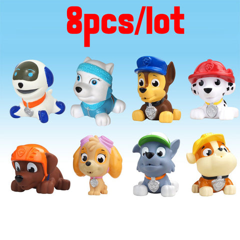 8pcs/lot  Bath Toy Dog Patrol  Anime Toys  dog In Russian Kid Toy Puppy Patrol Patrulla Canina Toys  For Child Gift