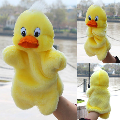New Kids Lovely Animal Plush Hand Puppets Childhood Soft Toy Duck Shape Story Pretend Playing Dolls Gift For Children