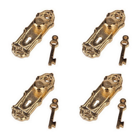 2016 Hot 4pcs Vintage Door Lock with Keys for 1/12 Dollhouse Miniature For Kids Dolls - Golden Free Shipping