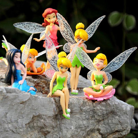 6pcs/Set Christmas Kids Gift Tinkerbell Dolls Flying Flower Fairy Children Animation Cartoon Toys Girls Dolls Baby Toy RT016