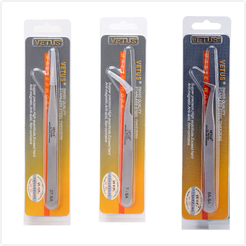 100% brand Stainless Steel  anti-static eyelash tweezers superhard  Eyelash Extension tool  Best Quality Tweezer all size