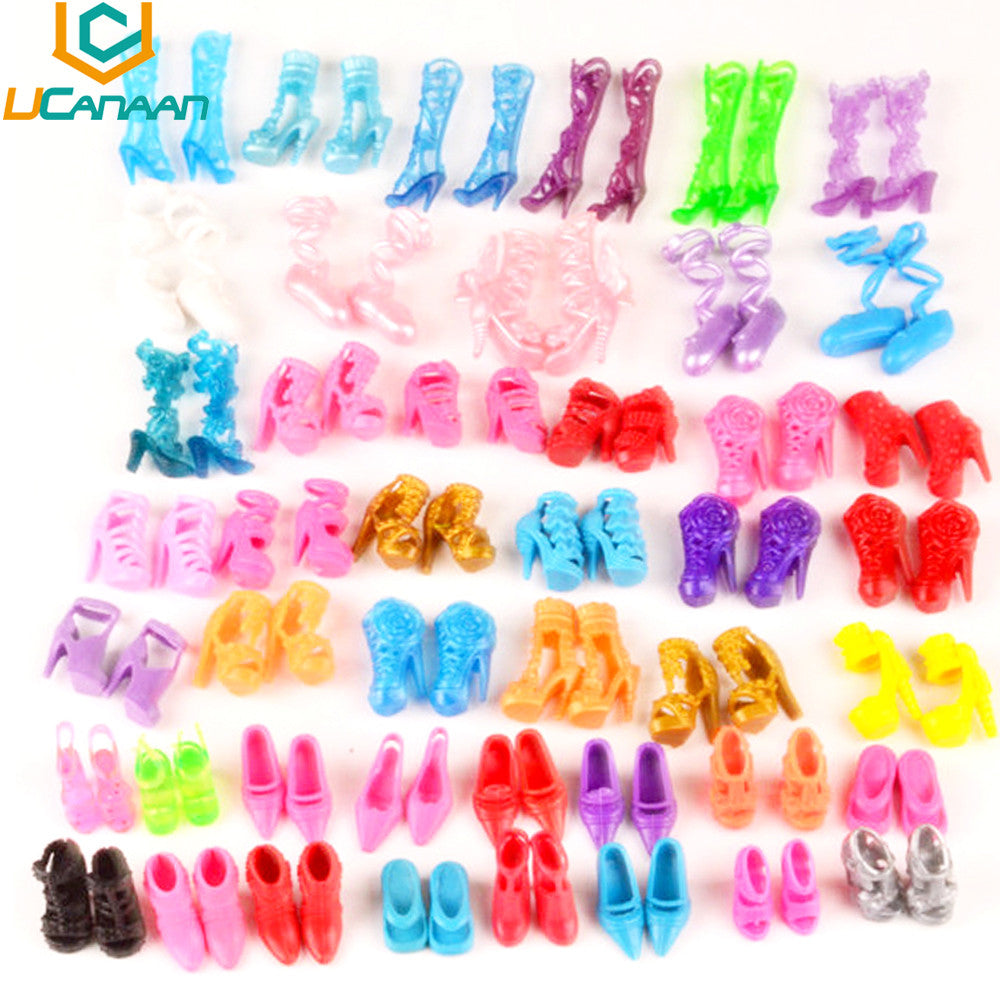 UCanaan A Lot = 60 pairs Shoes Fashion Doll Shoes Heels Sandals for Barbie Dolls Outfit Dress Best Gift for Girl DIY Accessories