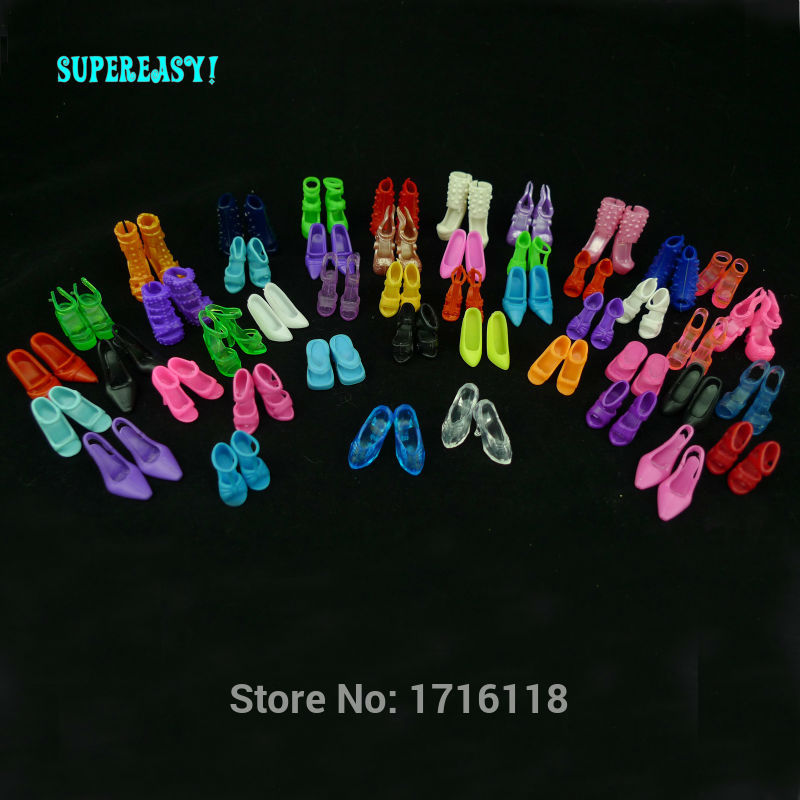 Random 12 Pairs Assorted Fashion Colorful Sandals Copy Crystal High Heels Shoes For Barbie Doll Accessories Clothes Dress Prop