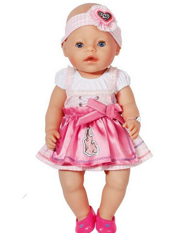 New Fashion Doll Accessories,pink dress  Doll Clothes  Wear fit 43cm Baby Born zapf