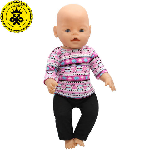 Purple Sweater + Black Pants Suit Dress fit 43cm Baby Born Zapf Doll Clothes and 17inch Doll Accessories Handmade 188