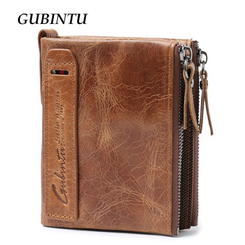 GUBINTU Genuine Crazy Horse Leather Men Wallet Short Coin Purse Small Vintage Wallets Brand High Quality Designer carteira