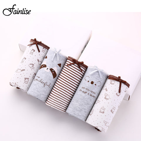 Fainlise 5Pcs/lot Sexy Cotton Women's Panties Printed Briefs Lovely Girls Underwear Wholesale Multicolor Lingerie Intimates