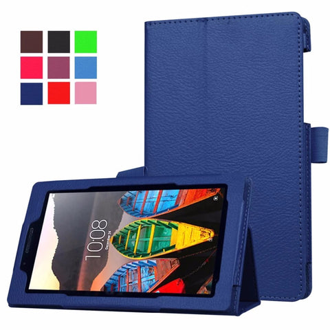2016 Newest Litchi Grain Stand PU Leather Case For Lenovo tab 3 7.0 710 essential tab3 710F Tablet Case Flip Cover +film+stylus