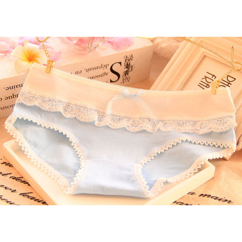 [Quecoo] 2016 Girl Series cotton candy-colored lace panties B809 XL, underwear women sexy underwear cute bow Women's panties