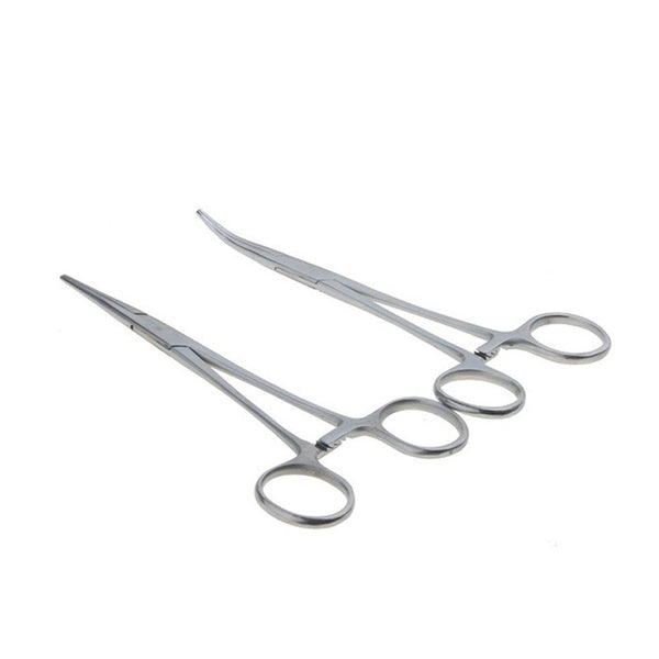 1pc Pet Medical stainless steel straight/curved head Ratchet hemostatic forceps forceps needle holder for pet hair clamp pliers