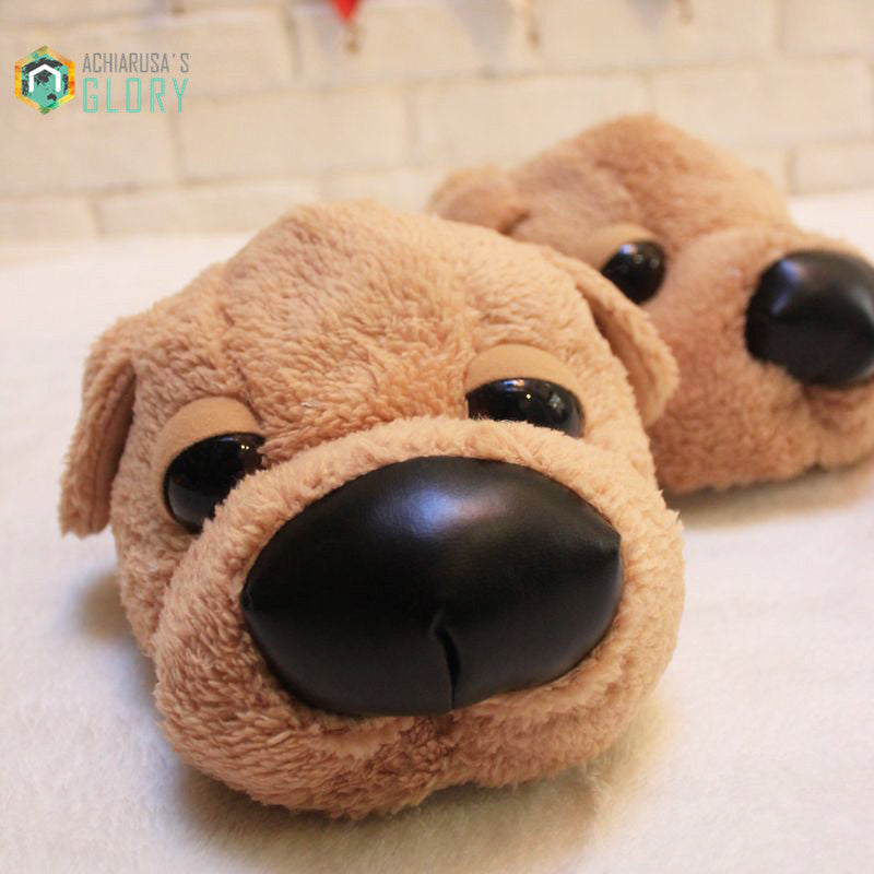 Winter Home Funny Slippers Christmas gift 2016 Men Women Cotton cute Dog female Plush slipper floor Fantufas shoes fenty slides