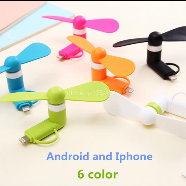 100% tested Mini 2 in 1 Portable Micro USB Fan For iPhone 5 6 hand Fans for Samsung HTC Sony Android OTG Smartphones USB Gadget