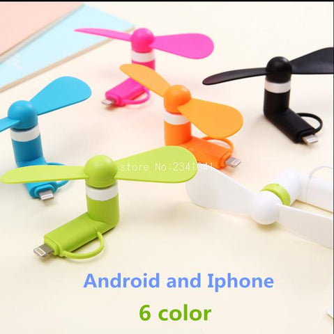 100% tested Mini 2 in 1 Portable Micro USB Fan For iPhone 5 6 hand Fans for Samsung HTC Sony Android OTG Smartphones USB Gadget