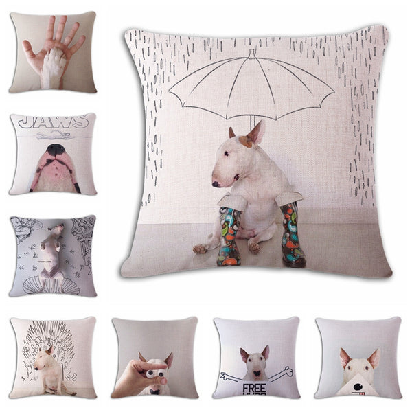 18'' Square Bullterrier Cushion Covers Dog Pet Soft Material Pillow Cases For Kids Baby Girl Boy Bedroom Decor Drop Shipping