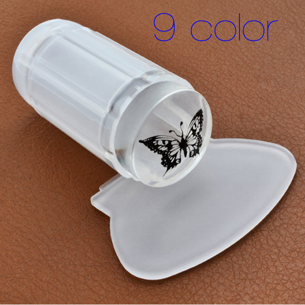 2017  New 2.8CM Transparent Stamp Nail Art Plastic Plate Clear Jelly Stamper Scraper Tool Set Manicure Polish Stamp Image  Kit