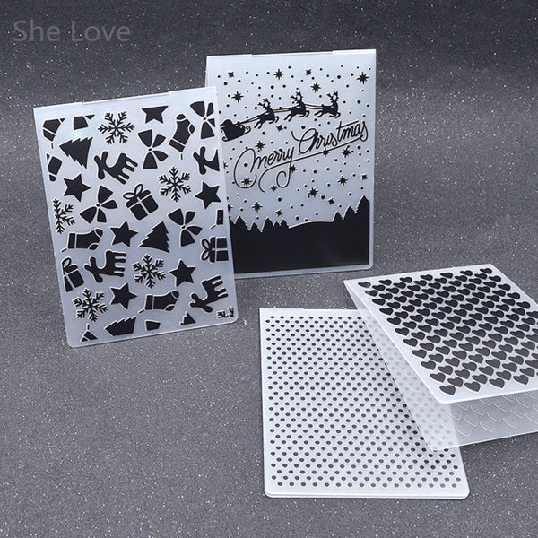 Plastic Embossing Folder For Scrapbooking DIY Photo Album Card Christams Gift Heart Dot Template