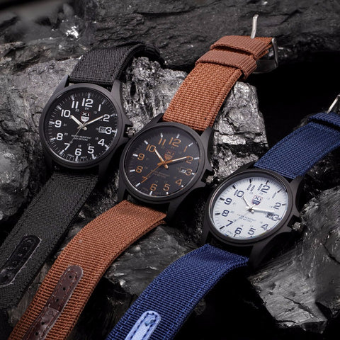 2016 New Famous Brand XINEW Men Date Quartz Watch Army Soldier Military Canvas Strap Analog Watches Sports Clock Wristwatches