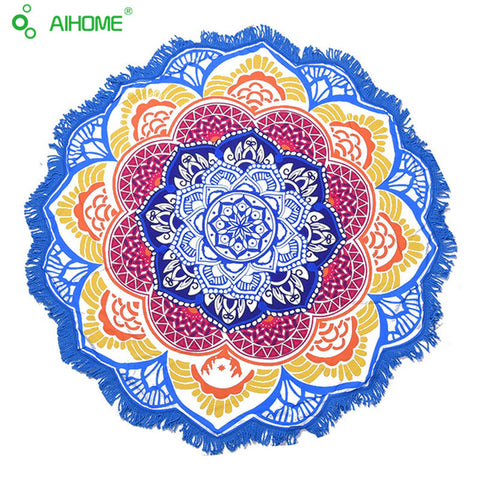 Indian Mandala Beach Towel Large Lotus Printing Towel Beach Round Pool Home Shower Towel Blanket 150Cm