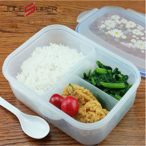 Fashion High Capacity Dinnerware Sets PP Bento Lunch Box Food Container Handle Singel Layer Lunch Box TableWare High Quality