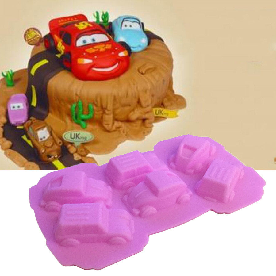 1PCS Carton Cars Shape Silicone Cake Mold Fondant Mold, Jelly,Candy, Chocolate soap Mold, Decorating Bakeware K050