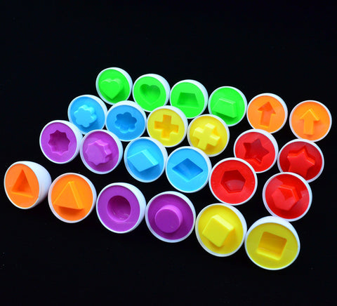 BOHS 12 Full Eggs Set Children Perceptivity  Basic Shapes & Colors  Vision Training Non Toxic Toy Plastic Matching Eggs